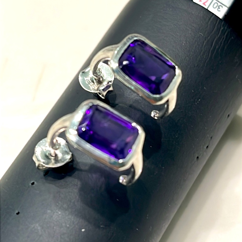 Amethyst 14KGP Earrings - Picture 2 of 6